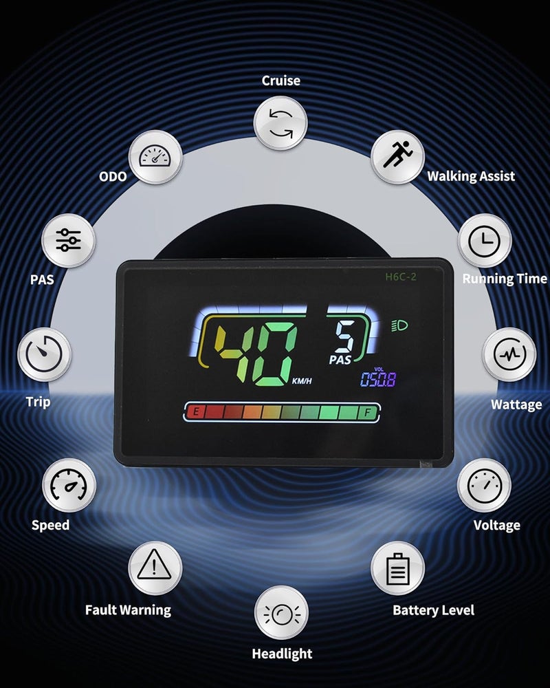 Mcezdy شاشة LCD للدراجة الكهربائية، بروتوكول UART رقم 2، كمبيوتر دراجة ملون متصل بالتطبيق، مع منفذ شحن USB، شاشة لوحة لعداد السرعة والمسافة للدراجة - Image 4